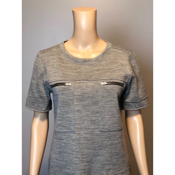 J crew grey pocket zip wool short sleeve dress - Picture 6 of 8